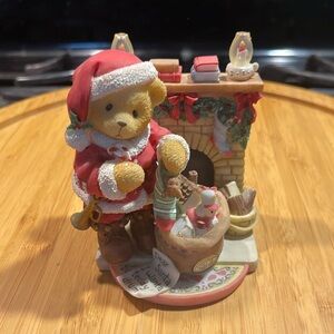 Holiday Teddy Bear Figurine with Santa Outfit